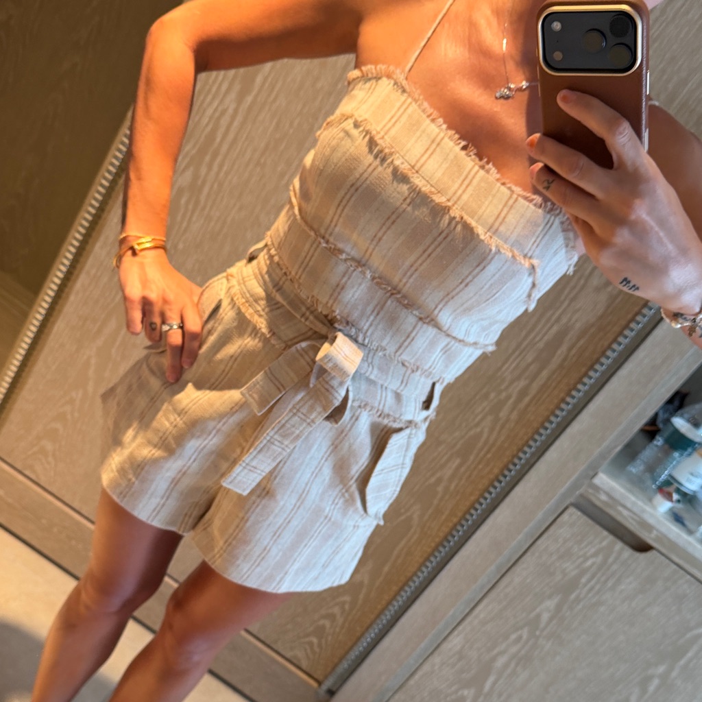 Striped Beige Romper With Belt John John Brazilian Brand Striped Beige Romper With Belt John John Brazilian Brand